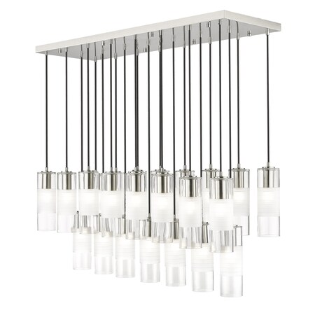 Z-Lite Alton Linear Chandelier, 23-Light, 18 In.W x 54 In.L x 14.25 In.H, Brushed Nickel/Clear+Frosted 824P-23L-BN